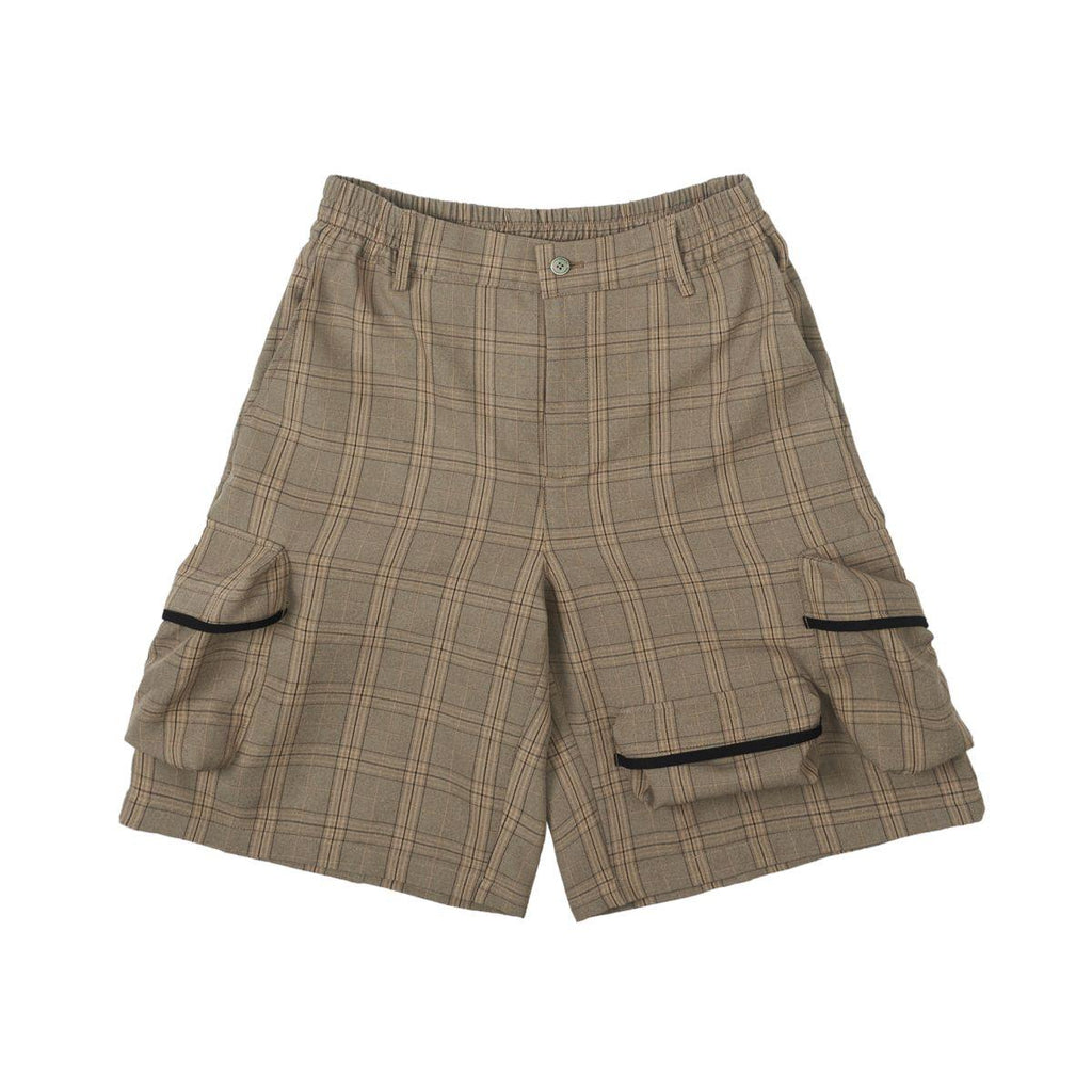 Empty Reference Coffee Plaid Functional Shorts