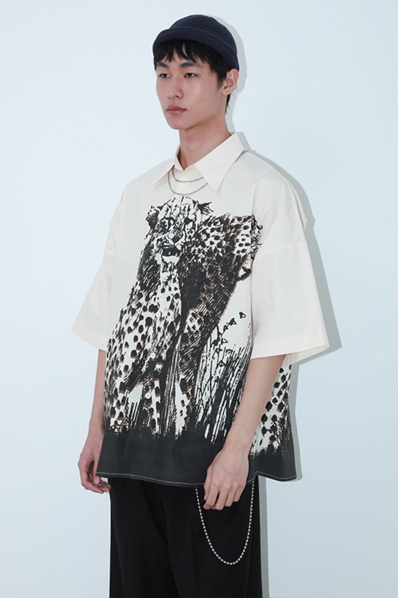 Mix7 Leopard Print Loose S/S Shirt