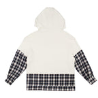 Empty Reference White Plaid Stitched Hoodie