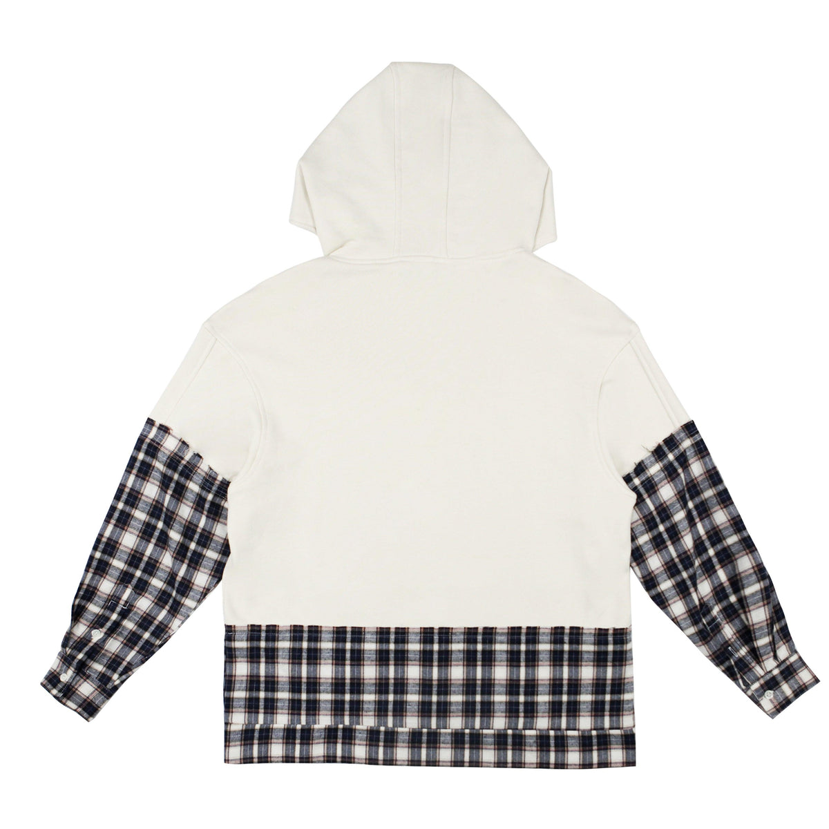 Empty Reference White Plaid Stitched Hoodie