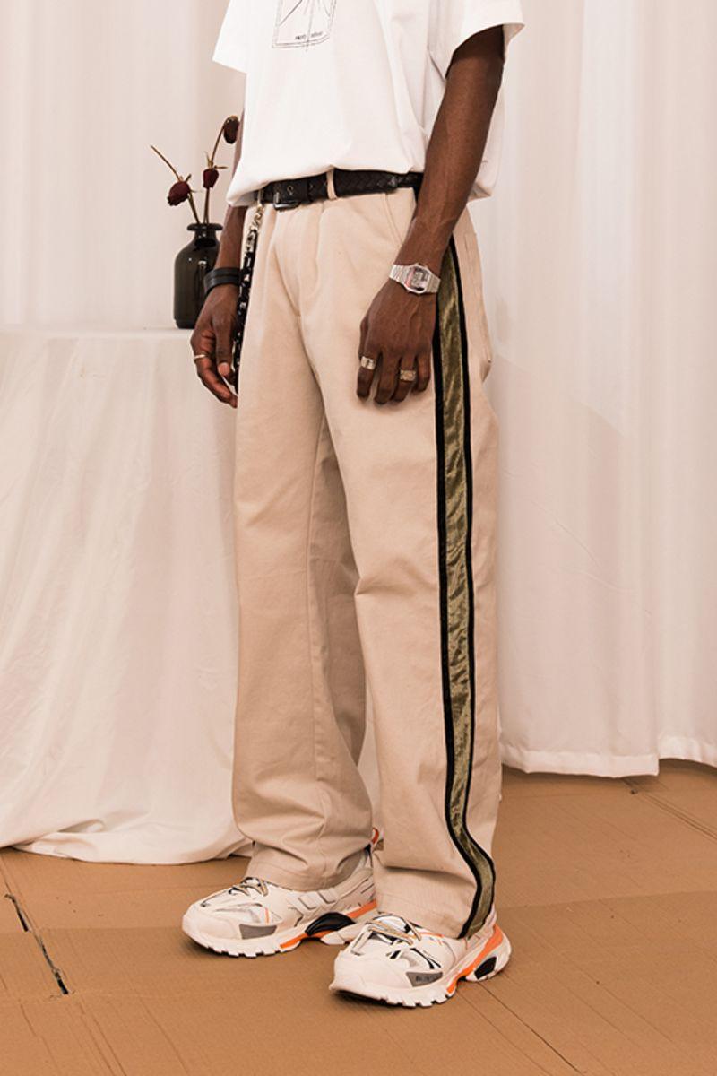 Empty Reference Khaki Velvet Track Trousers