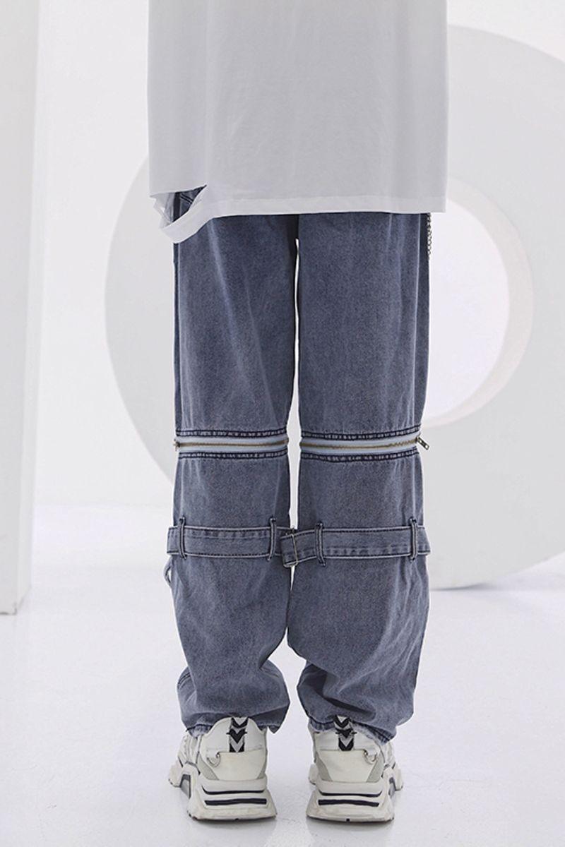 CZ Zipper Straps Loose Jeans