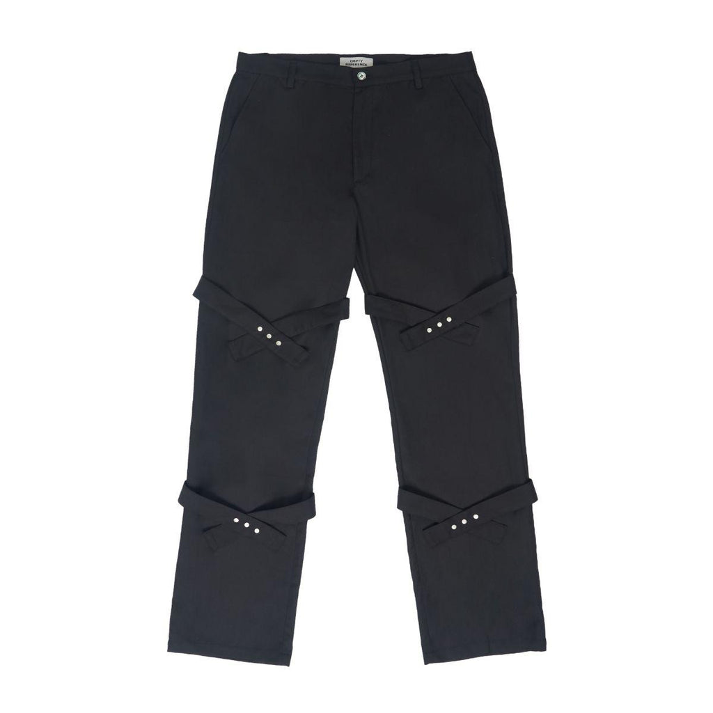 Empty Reference Black Straps Straight Trousers