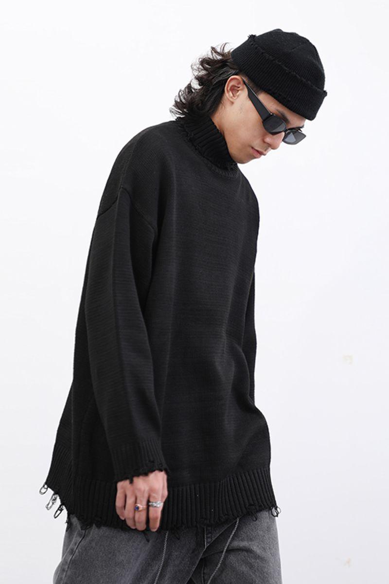 CZ Solid Black Turtleneck