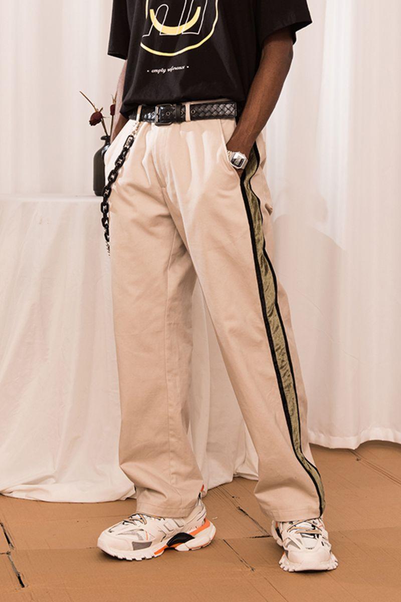 Empty Reference Khaki Velvet Track Trousers