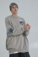 THINGY Vintage Patches Knit Wool Sweater