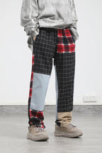 CZ Mixed Plaid Stitching Trousers