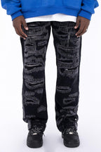 CZ Embroidered Destroyed Jeans