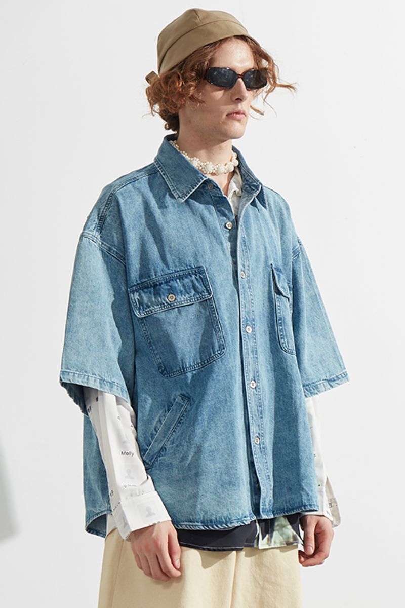 Mix7 Loose Light Blue Jeans S/S Shirt