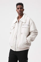 STEEPC White Reversible Sherpa Jacket