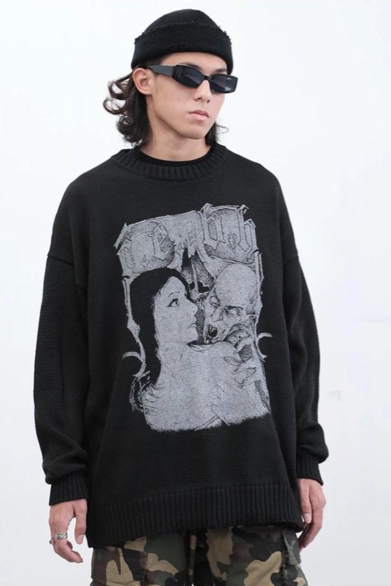 CZ Vampire Printed Sweater