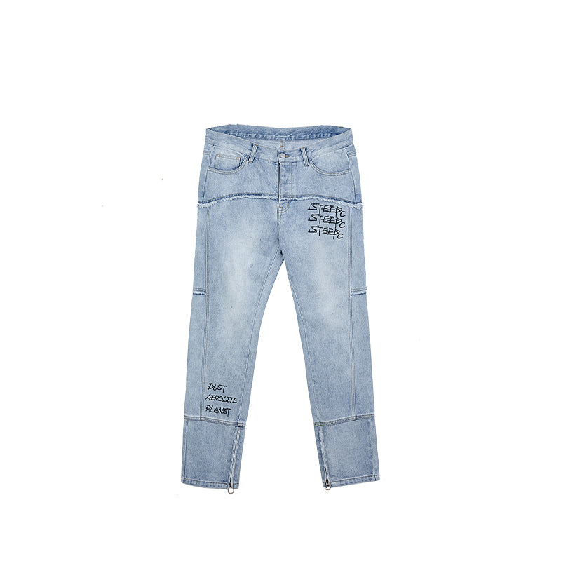 STEEPC Logo Graffiti Zipper Jeans