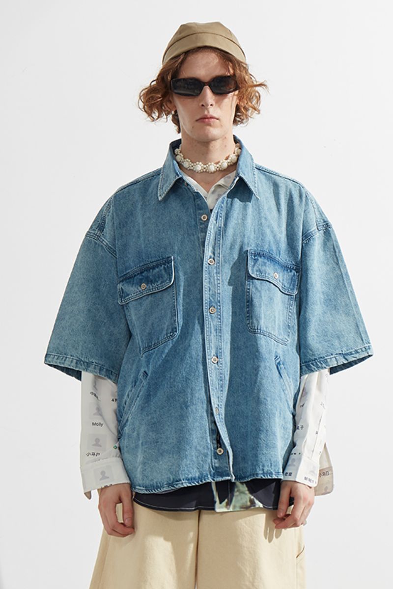 Mix7 Loose Light Blue Jeans S/S Shirt
