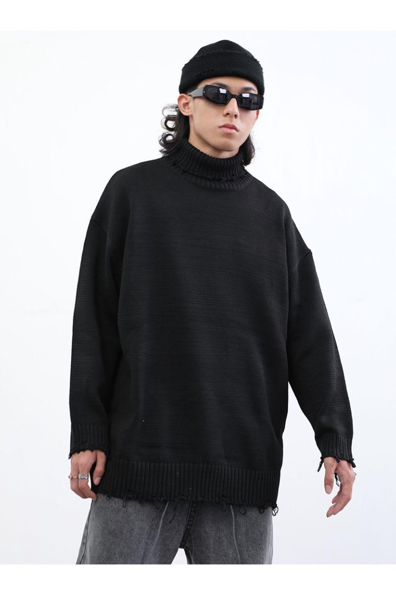 CZ Solid Black Turtleneck