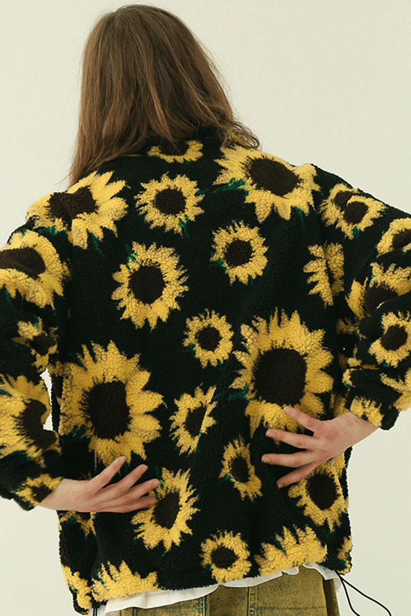 CZ Sunflowers Full Print Sherpa Jacket