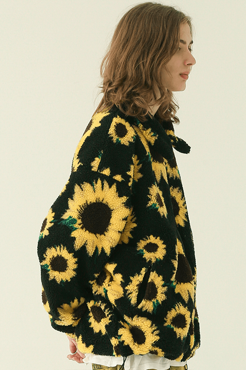 CZ Sunflowers Full Print Sherpa Jacket