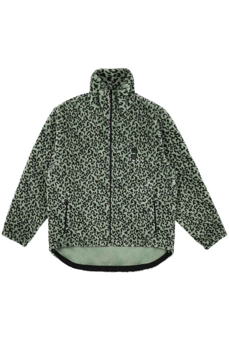 Empty Reference Leopard Pattern Zip Fleece