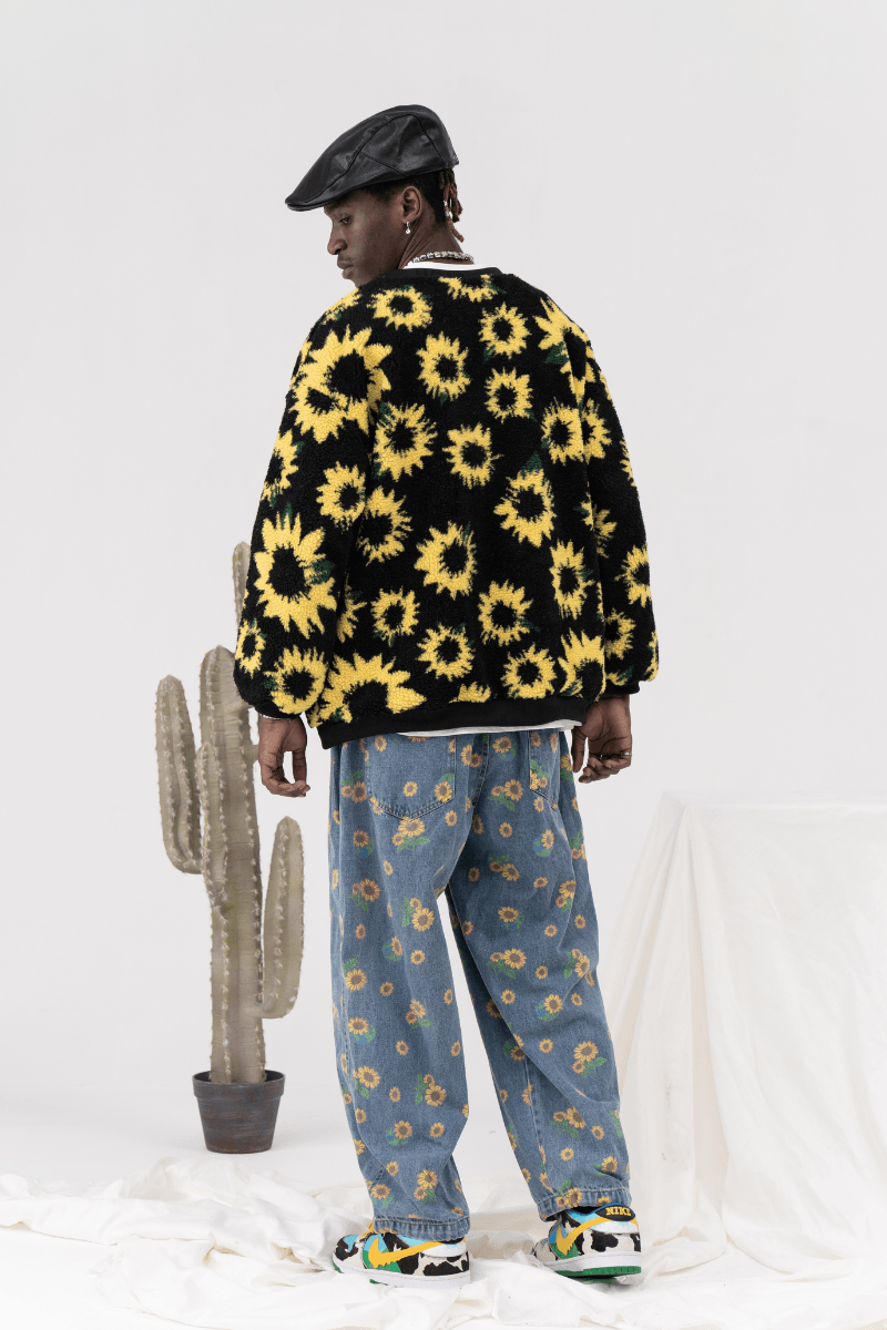 CZ Sunflower Printed Jeans