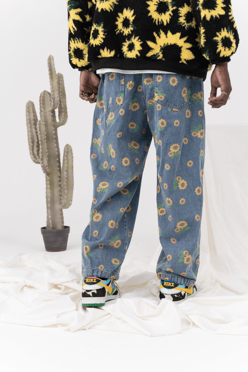 CZ Sunflower Printed Jeans