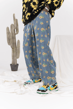 CZ Sunflower Printed Jeans