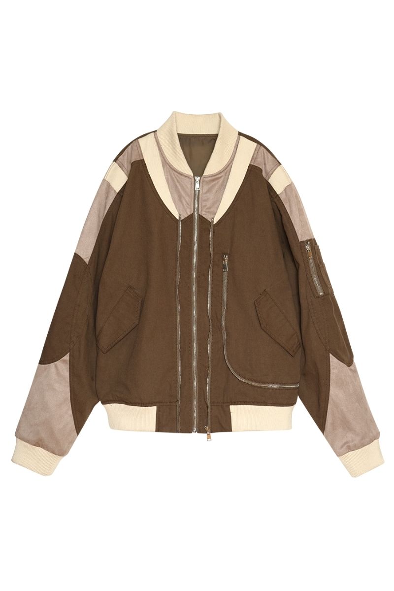 STEEPC Embroidered Logo Leather MA1 Jacket