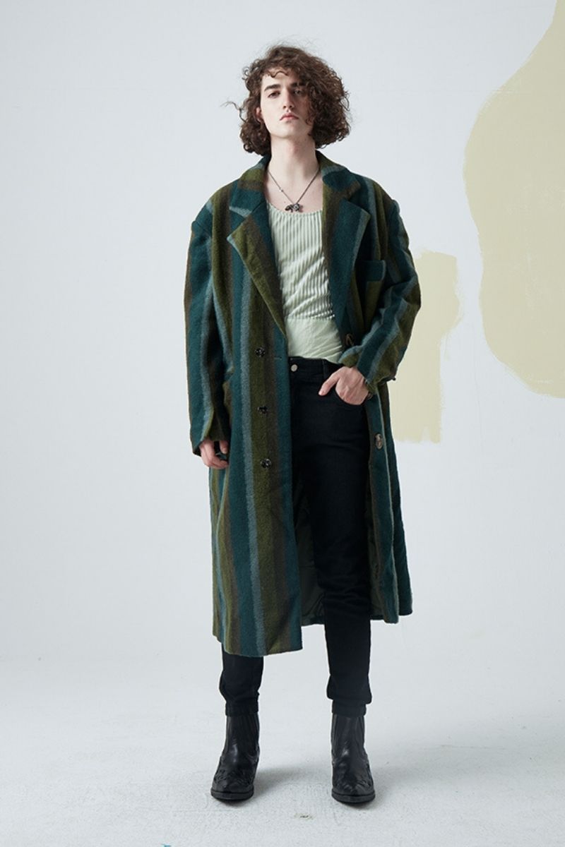 Mix7 Striped Woolen Coat