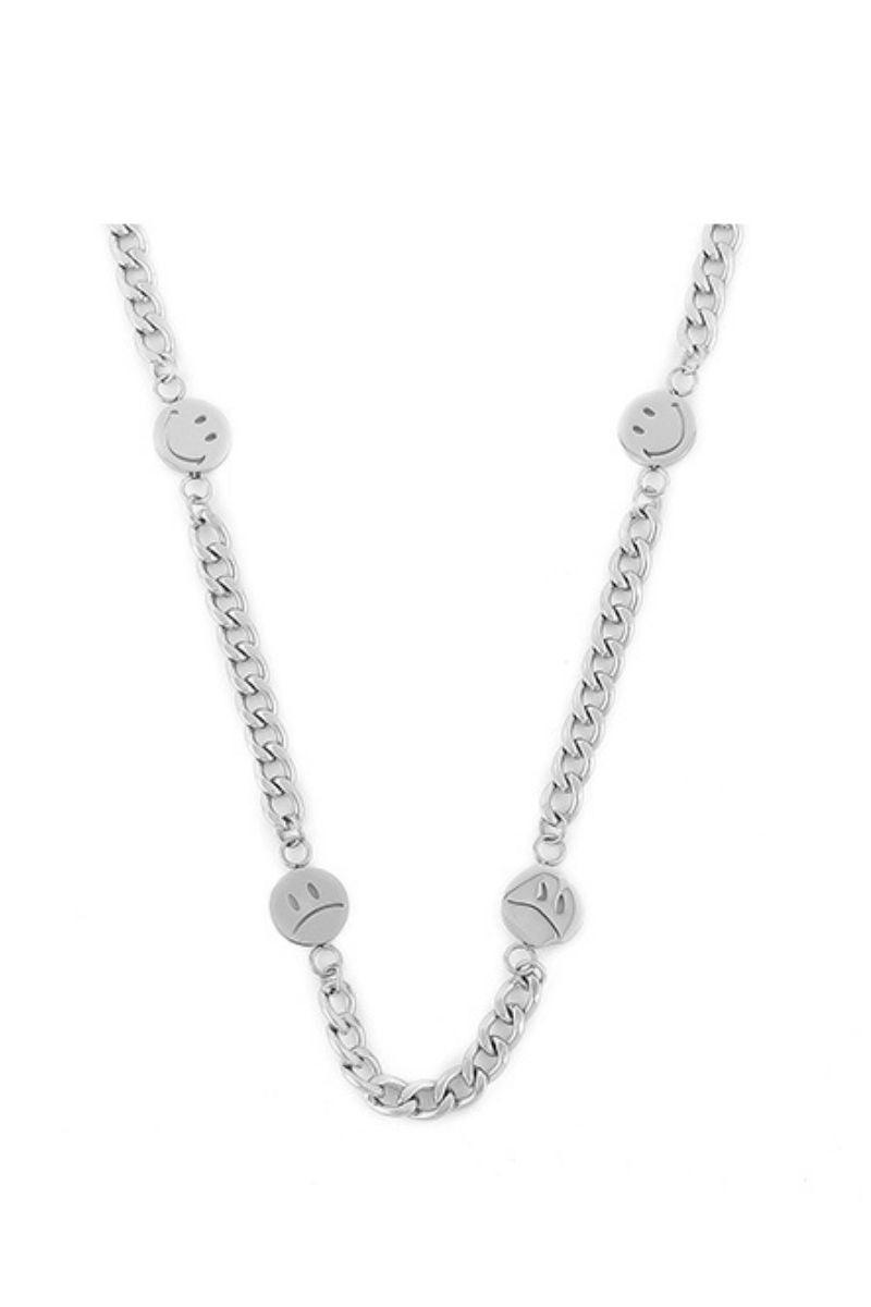 CZ Smiley Steel Necklace