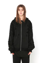 Unknown World Distressed Zipper Hoodie