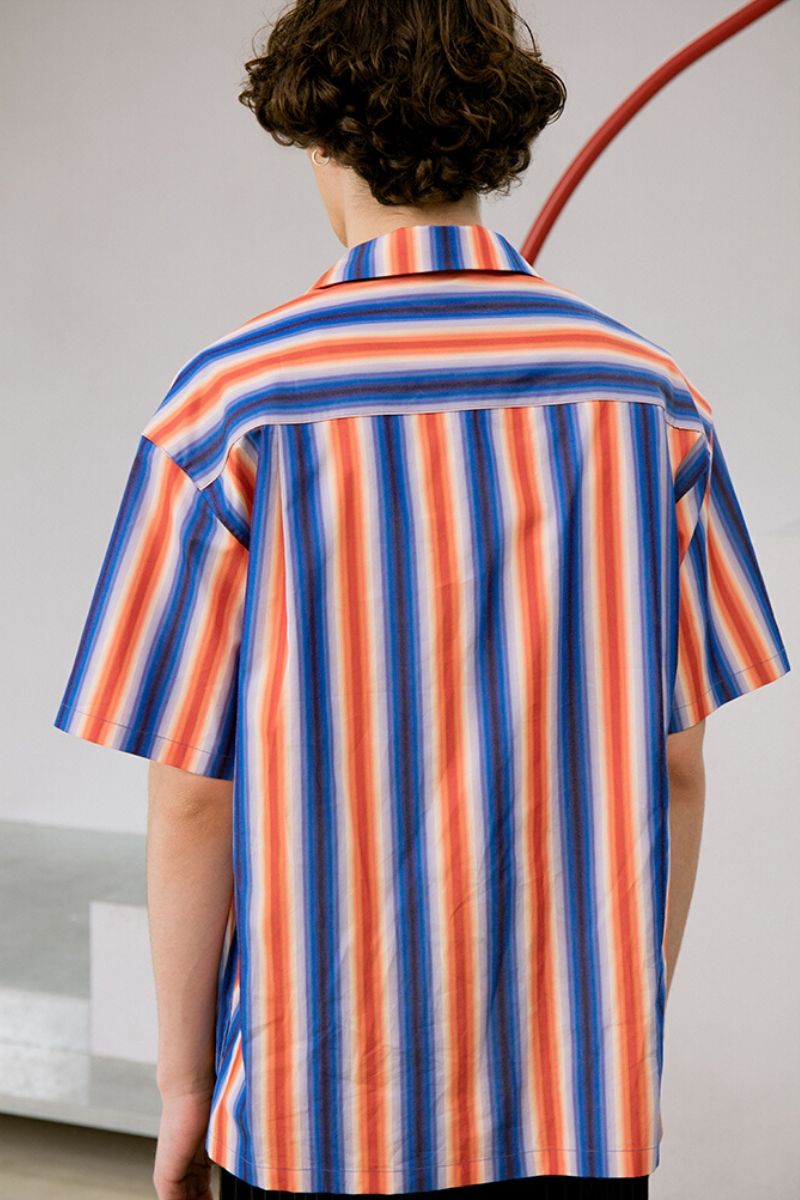 Mix7 Retro Striped Cuban Shirt