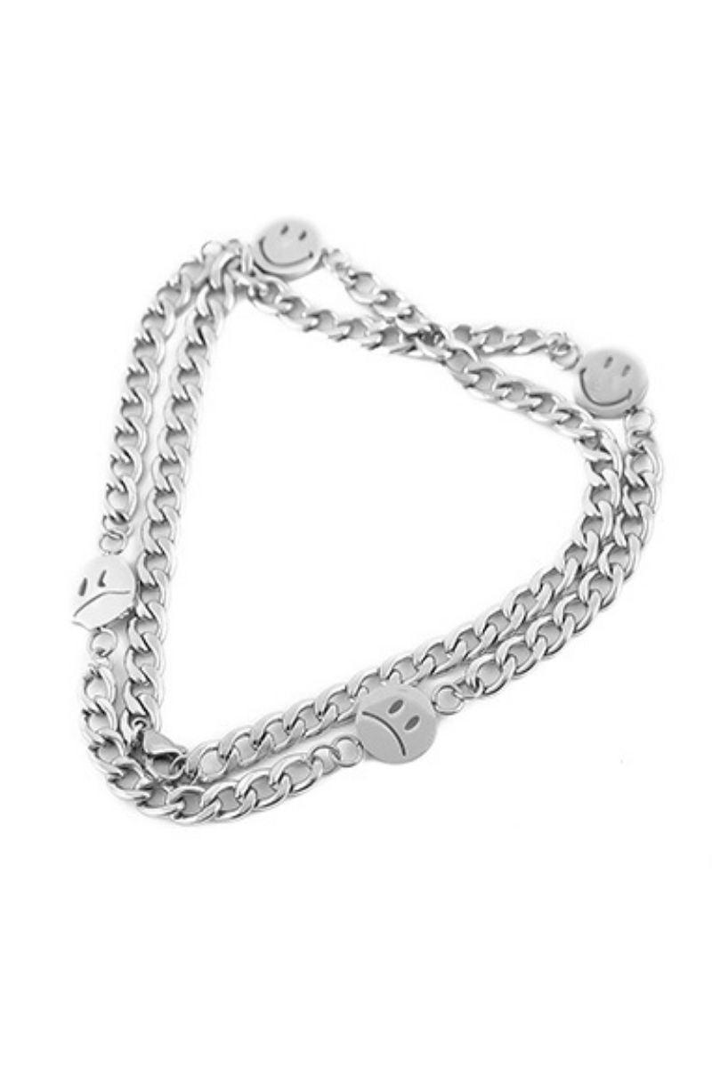 CZ Smiley Steel Necklace