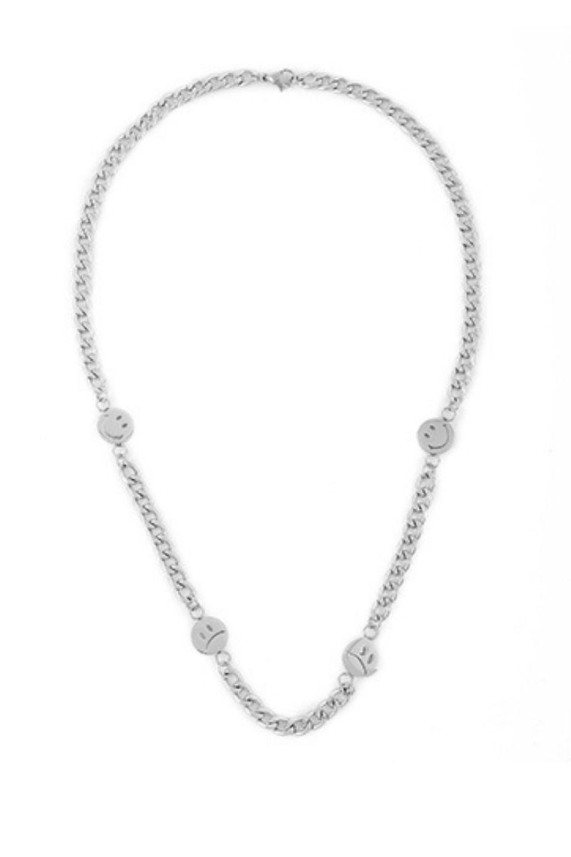 CZ Smiley Steel Necklace