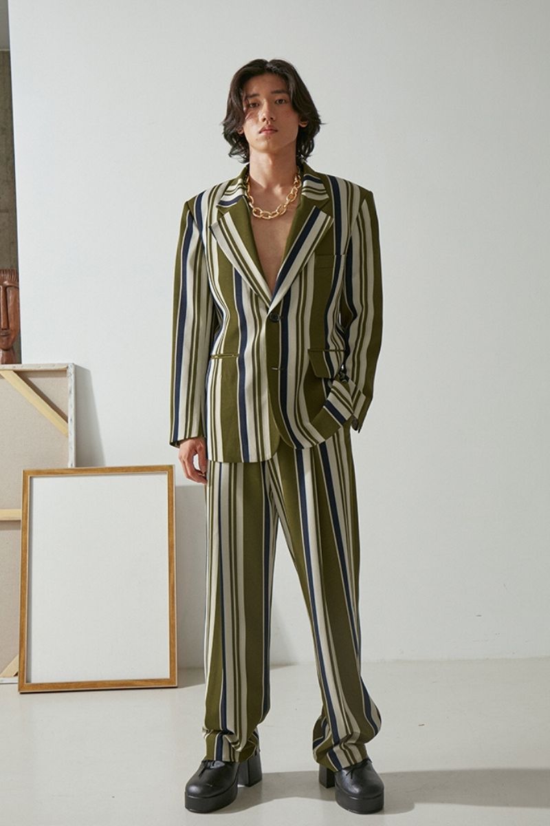 Mix7 Retro Striped Suit Jacket