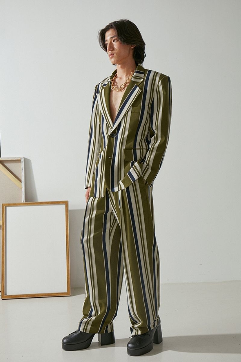 Mix7 Retro Striped Suit Jacket