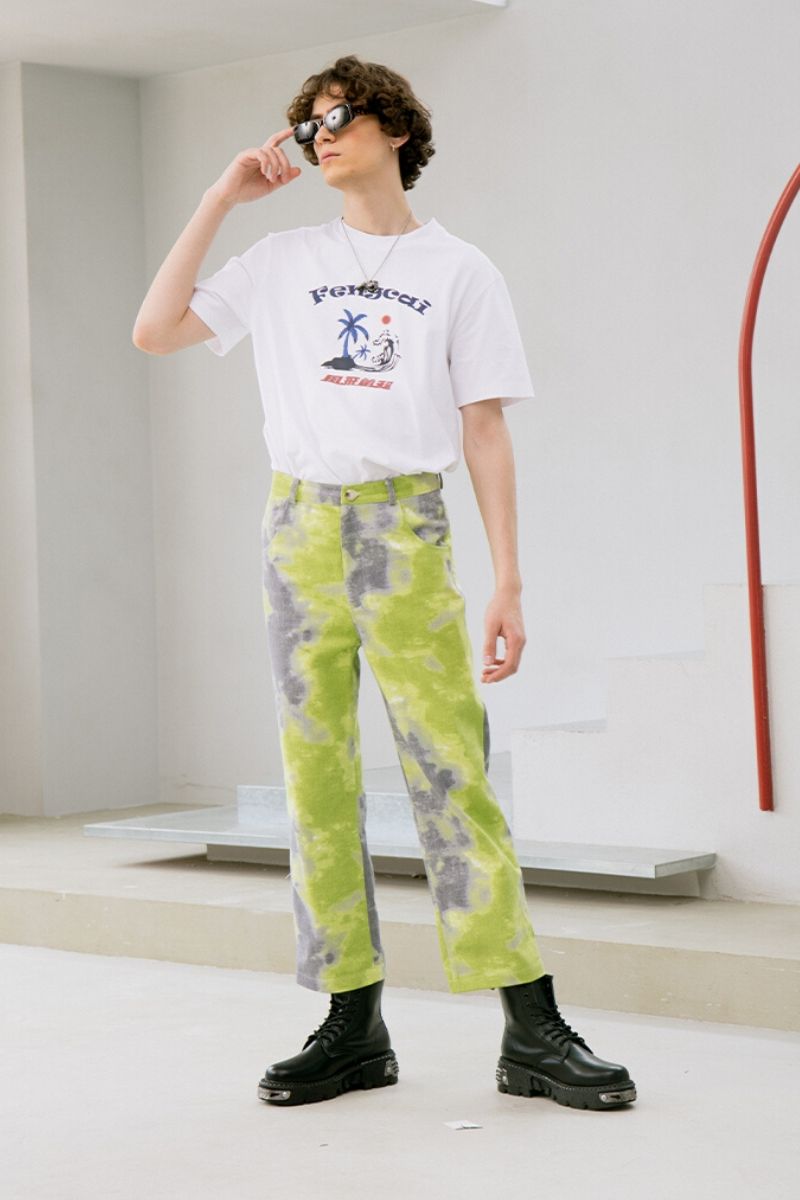Mix7 Green Tie Dyed Trousers - UK Only