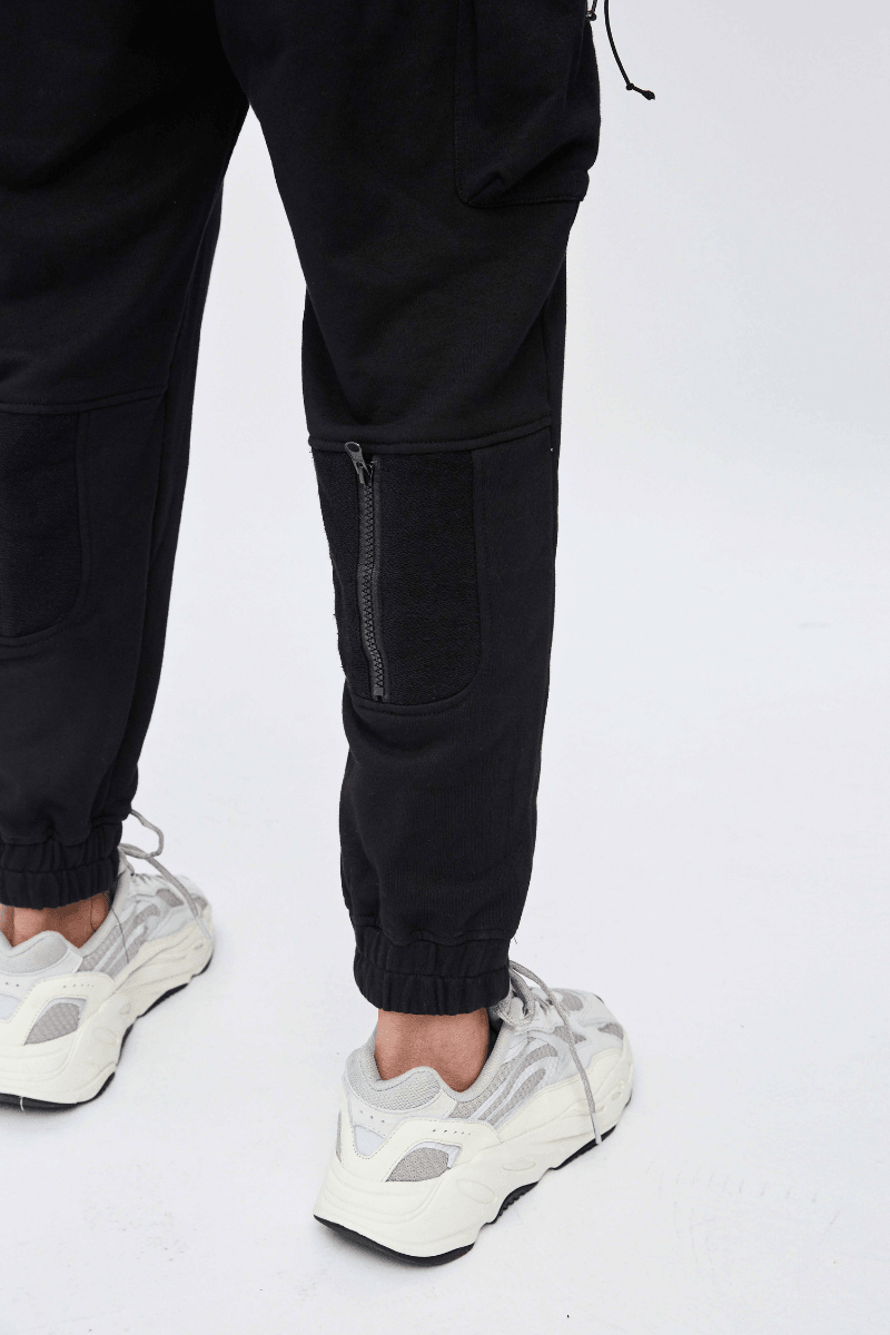 CZ Black Cargo Zipper Sweatpants