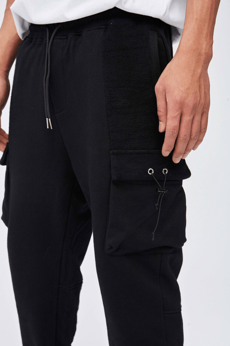CZ Black Cargo Zipper Sweatpants