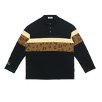 Empty Reference Striped Stitched Long Sleeves Polo