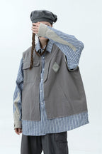Error Code Striped Stitched Vest Shirt