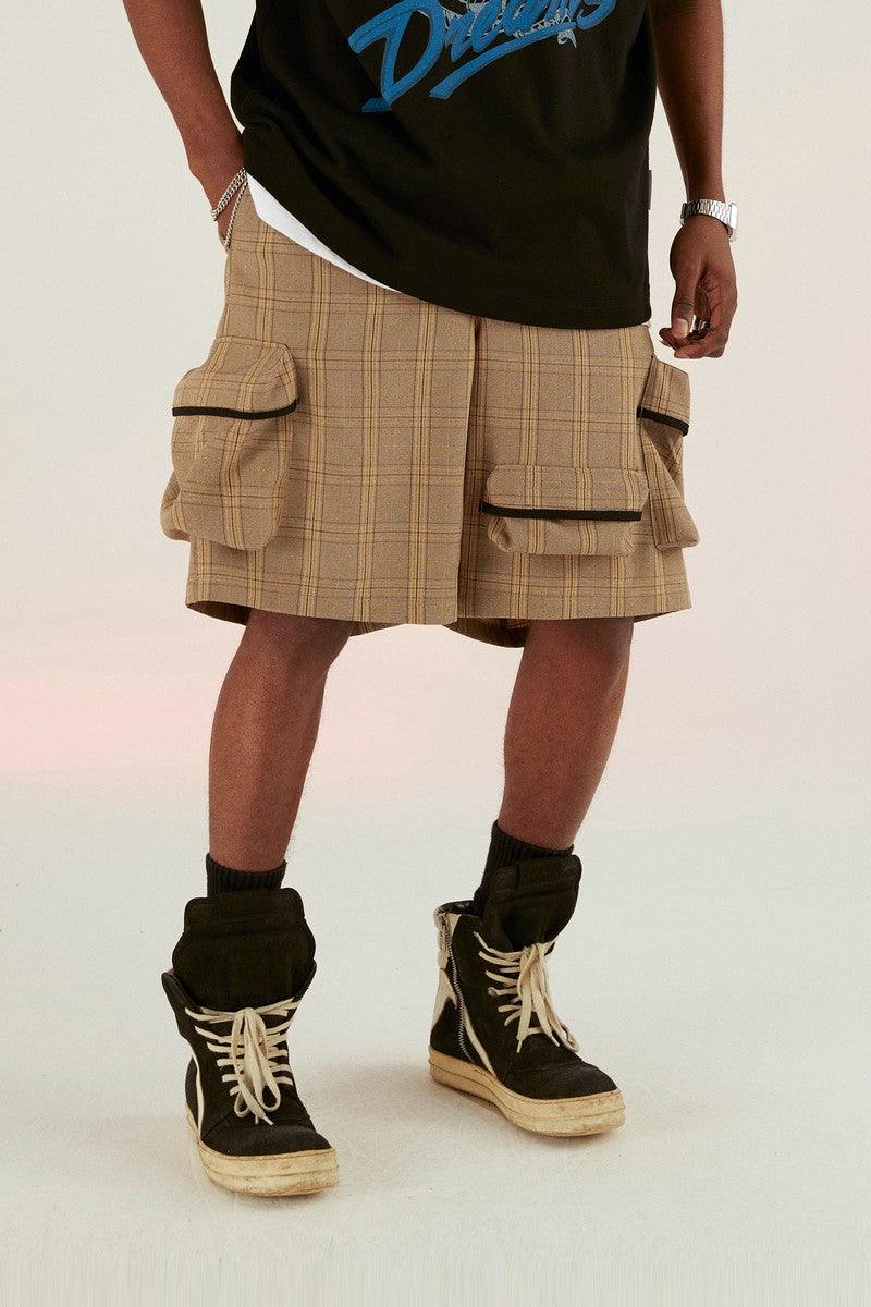 Empty Reference Coffee Plaid Functional Shorts