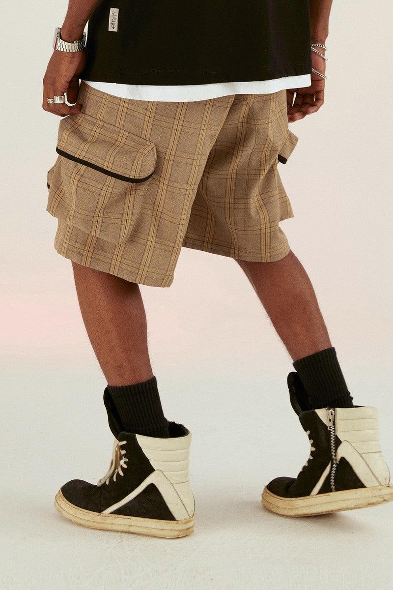 Empty Reference Coffee Plaid Functional Shorts